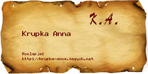 Krupka Anna névjegykártya